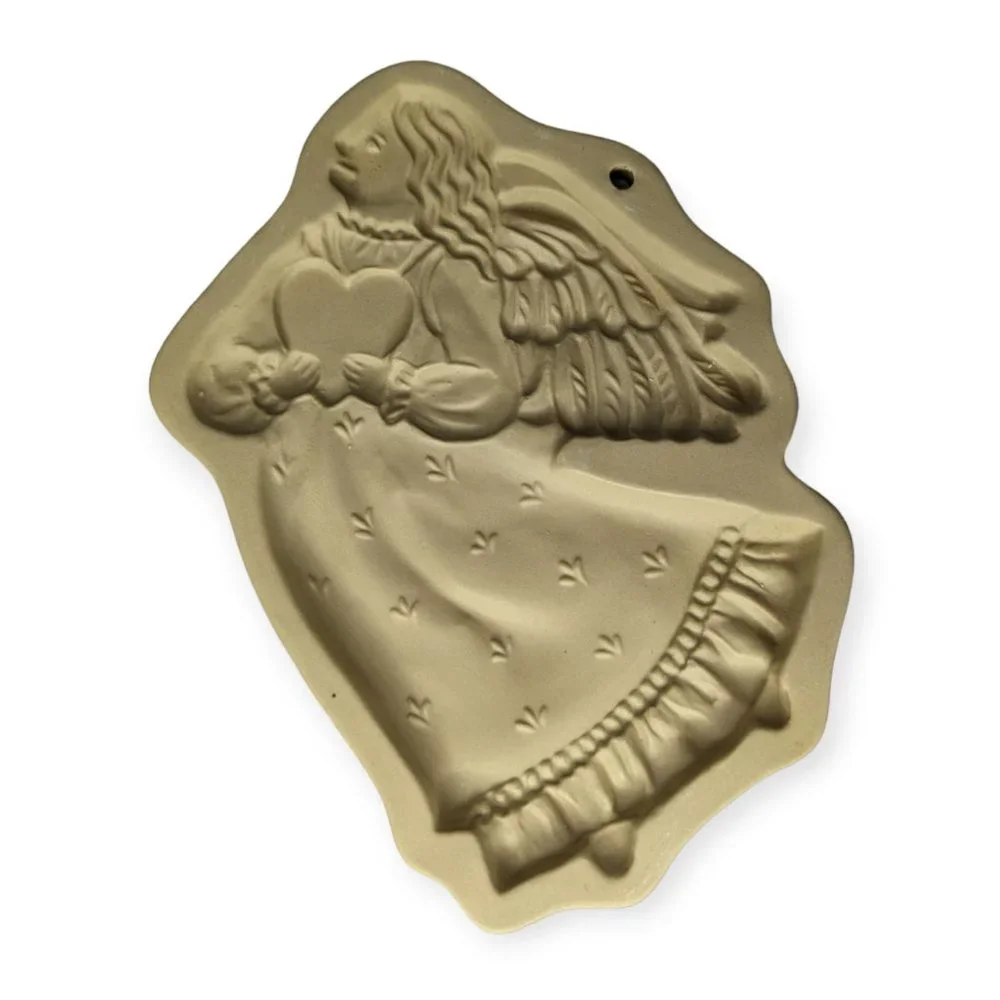 Vintage 1987 Brown Bag Cookie Art Angel Ceramic Cookie Mold